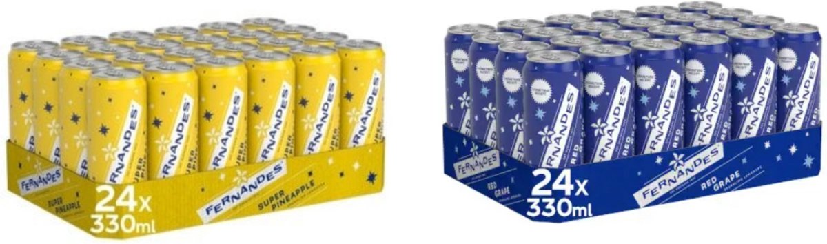 Fernandes Super Pineapple Blikjes Tray 24 Stuks 33cl & Red Grape