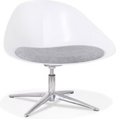 Alterego Design loungestoel 'DAPHNE' van witte kunststof en grijze stof