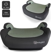 BabyGO autostoel Booster iSize - Zitverhoger - Stoelverhoger - Autogordel bevestiging - Groen Melange (voor kinderen van 125 - 150cm)