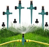 4 stuks gazonsproeiers, 360° draaibare tuinsproeier, tuinsproeier, tuingazonsproeier, watersproeier, instelbaar automatisch irrigatiesysteem (groen)
