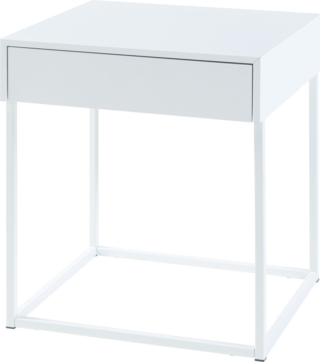 en.casa Bijzettafel Rautjärvi met lade 50x43x41 cm wit mat
