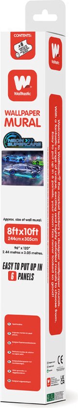 Walltastic - Fotobehang - Supercar - Neon - Auto - Autokamer - 305x244cm - 6 panelen - walltastic