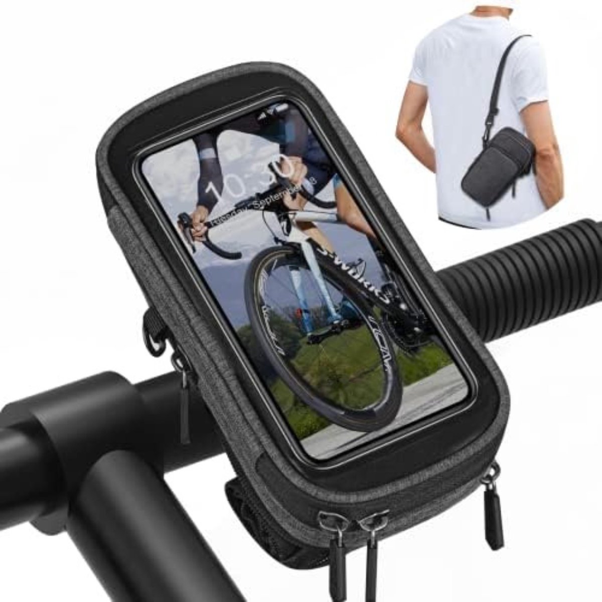 Fiets telefoonhouder - 20,5 x 11 x 6 cm - Middelgrijs