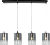 Olucia Haris - Design Hanglamp - 4L - Aluminium/Glas - Grijs;Zwart - Rechthoek