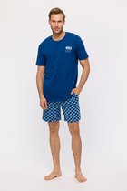 Pyjama Heren Studio Woody Waves Checkered Shorts - Donkerblauw