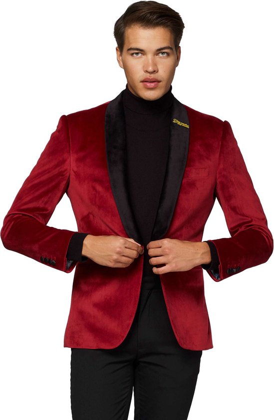 OppoSuits Deluxe Christmas - Dinner Jacket  - Heren Blazer - Kerst - Burgundy - Maat EU 50