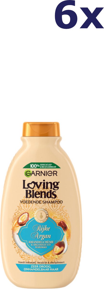 Garnier Loving Blends Rijke Argan Voedende Shampoo Voordeelverpakking - Zeer Droog, Onhandelbaar Haar - 6 x 300ml