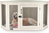 MaxxPet Houten Hondenbench - Hoekmodel Hondenhuisje voor binnen - Hondenhok - kennel - 132x70x73 cm - Incl. Drinkbakje