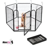 MaxxPet Puppyren - Hondenbench - Hondenren - Hondenkennel met 6 panelen - Staal - Ø 120cm x 60cm - Incl. Drinkbakje