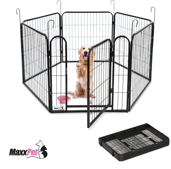 MaxxPet Puppy Run - Dog Crate - Dog Run - Puppy Run avec 6 panneaux de chenil - Acier -60 x 60 cm