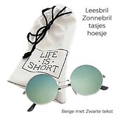 SPORT® Lunettes de lecture Sacs / étui pour lunettes de soleil avec texte - LIFE IS SHORT - beige Zwart - 18x9 cm - vacances sportives décontractées - unisexe