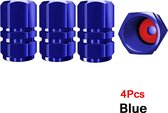 Ventieldoppen - Auto - Motor - 4 stuks - Aluminium - Autowiel Ventiel Doppen - Band - Velg - Steel Covers - Auto Stofdichte Band Cap - Voor Auto en Motoren - Blauw