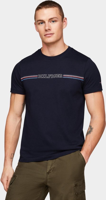 Tommy Hilfiger T-shirt korte mouw Blauw Stripe Chest Tee MW0MW34428/DW5