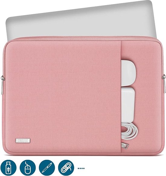 DOMISO 14 Inch Waterdichte Laptophoes – Met Extra Vak, Ritssluiting, Past Voor Veel Modellen (grijs)