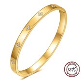 Borasi Klaver Bangle Armband | | 18K Goldplated | Goud | RVS | Dames Armband | Bangle Armbanden | Dames Sieraden | Elegante Armband | Dagelijkse Sieraden | Cadeau Voor Haar | Luxe Geschenkzakje | Moederdag Cadeautje