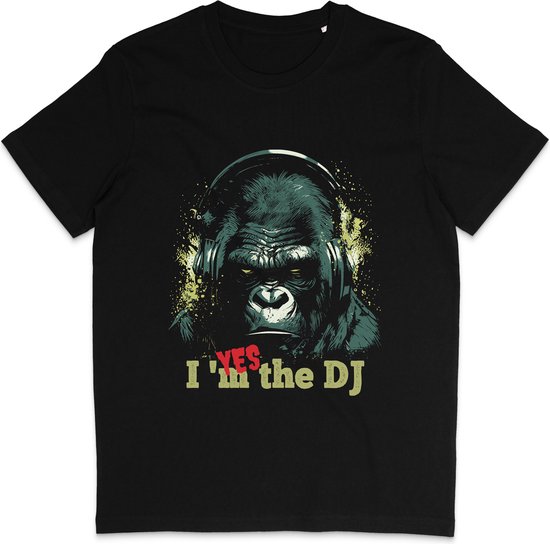 T Shirt Heren Dames - Muziek Gorilla I'm The Dj - Zwart