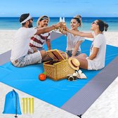 Stranddeken, zandvrij, picknickdeken, 230 x 200 cm, ultralichte picknickdeken, waterdicht, met 4 bevestigingshoeken, voor strand, camping, reizen, outdoor wandelen