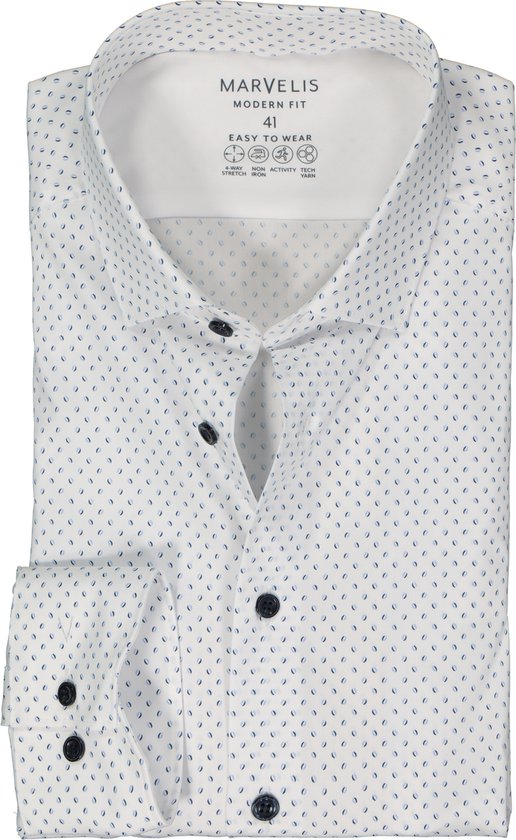 Marvelis Shop Marvelis Chemise Chemise MARVELIS Modern Fit Popeline Motif  Bleu Clair Ne Se