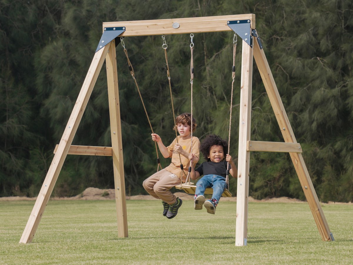 AXI Yuna Dubbele houten Schommel Bruin - FSC hout - Vrijstaande schommelset met 2 houten schommelzitjes - Schommelset voor kinderen - 10 jaar Garantie — afbeelding 14