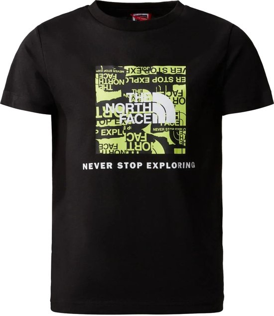 The North Face Redbox T-shirt Jongens Katoen Zwart/groen Maat L