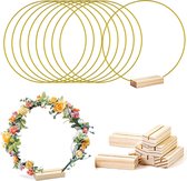 8 stuks metalen ringen om te knutselen, 30 cm tafelopzetstukken, macramé ringen met houten kaarthouder, doe-het-zelf krans, handwerk, dromenvanger voor bruiloftskransdecoratie en wanddecoratie