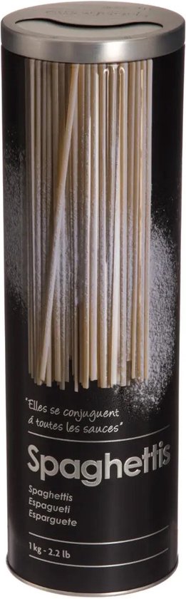 Five Spaghettidoos - zwart - metaal - relief - Luxe voorraadpot/voorraadbus