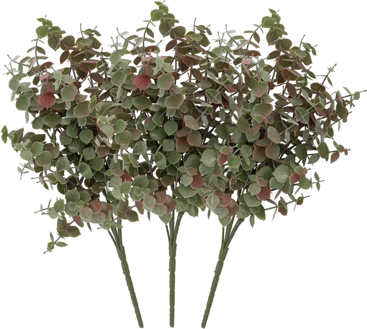 DK design Kunstbloem Eucalyptus tak - 3x - 47 cm - saliegroen - bundel/bosje - Kunst zijdebloemen Salie groen