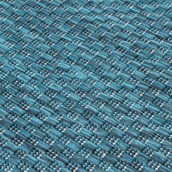Blauwe Muratap Solid binnen en buiten rond vloerkleed indoor & outdoor