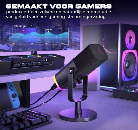 Fifine AM8 - Microphone de streaming USB RVB avec suppression du bruit - Gaming - Podcast - PS5 / PS4 / PC / MAC / Windows - Bouton Touch Mute - Filtre anti-pop