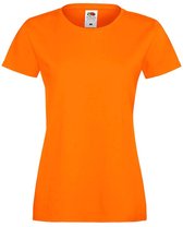 Fruit Of The Loom Lady-Fit Dames Sofspun® T-shirt - Oranje - Small