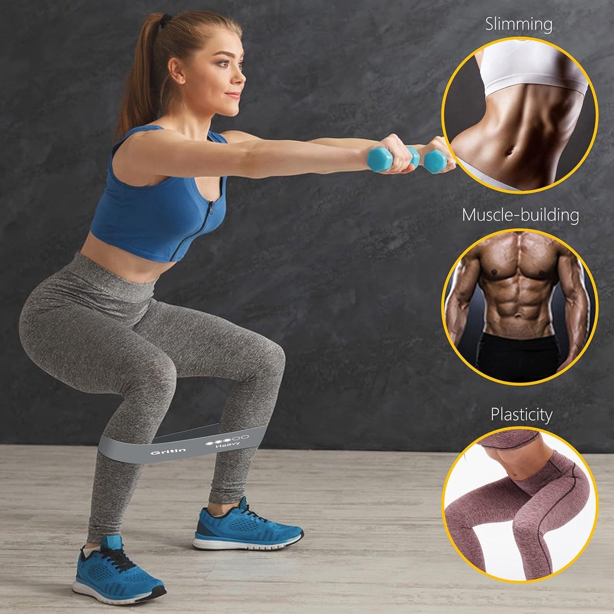 HCT STYLE Weerstandsbanden Set - 5 Fitness Elastieken van Natuurlijk