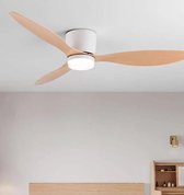 LuxiLamps - Ventilateur de Plafond à 3 Pales - Lampe de Ventilateur LED Moderne - 6 Vitesses - Fonctionne avec Télécommande - 105 cm - Bois/ Wit - Lampe de Salon