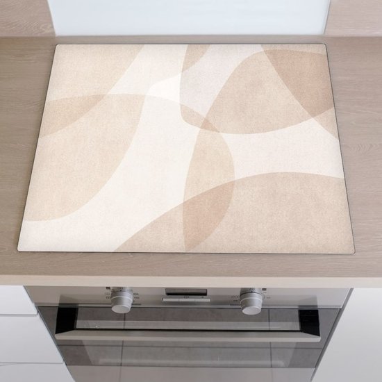 MuchoWow Inductiebeschermer - Inductie mat - Vinyl - Palet - Beige - Interieur - 59x52 cm - Inductie beschermer