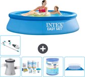 Intex Rond Opblaasbaar Easy Set Zwembad - 244 x 61 cm - Blauw - Inclusief Pomp Onderhoudspakket - Filter - Grondzeil - Stofzuiger