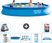 Intex Rond Opblaasbaar Easy Set Zwembad - 457 x 84 cm - Blauw - Inclusief Pomp Afdekzeil - Onderhoudspakket - Filter - Grondzeil - Zoutwatersysteem - Zwembadzout