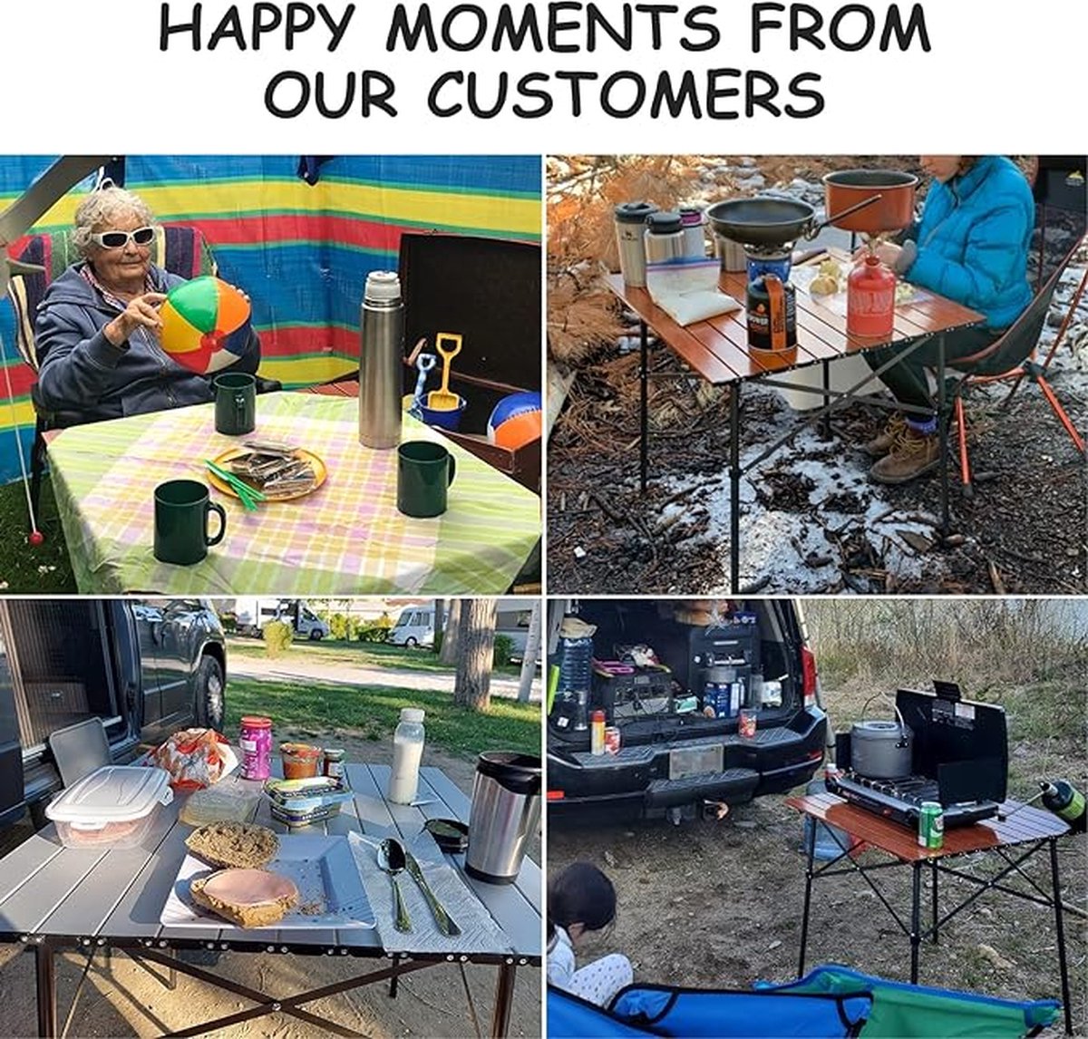 TIMBER RIDGE 110x70cm opvouwbare campingtafel, aluminium oprolbare tuintafel, inklapbare picknicktafel met lamellenbovenkant voor 4-6 personen, opvouwbare tafel met draagtas voor strand, vissen
