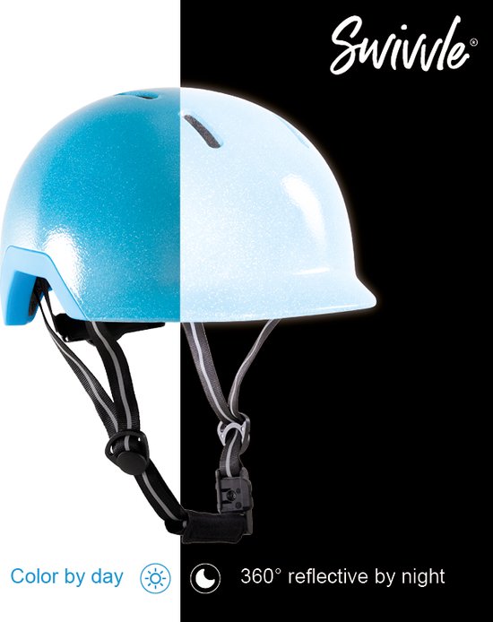 Swivvle® reflecterende fietshelm - Geschikt voor elektrische fiets - 360° reflector helm in Ocean Blue - Mips helm met NTA8776 certificaat - maat M (55-58 cm) - model Sirius