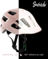 Casque de vélo réfléchissant Swivvle® pour enfants - Casque pour enfants sûr et visible dans l'obscurité - Casque réflecteur 360° en Rosy Pink - taille S (51-54 cm) - modèle Spica