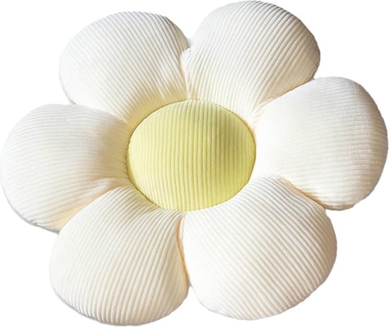 BAIFULAI Bloemenkussens, 2 stuks, 40 cm, bloemenvloer, tatami, zacht bloemvloerkussen, comfort, zitkussen, kussen, bloem voor woonkamer, slaapkamer, bank (wit en roze
