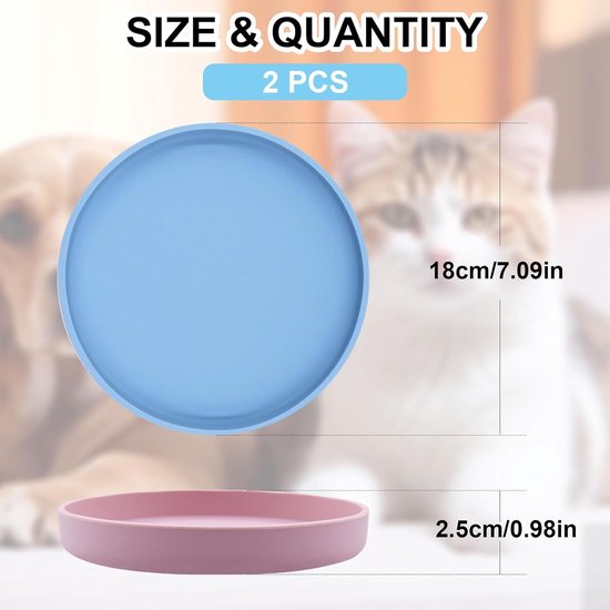 Kattenbak, plat, siliconen voederbak kat met zuignap, 3 stuks bak