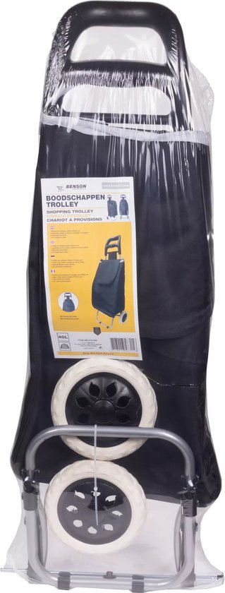 VOUNOT Chariot de Courses Pliable 2 Roues Aluminium 58L Noir