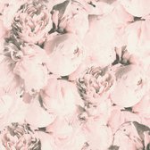 Bloemen behang Profhome 373982-GU vliesbehang glad met bloemen patroon mat roze crèmewit 5,33 m2