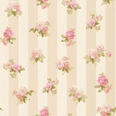 Papier peint Fleurs Profhome 304474-GU papier peint intissé texturé avec motif floral mat rose vert blanc crème 5,33 m2