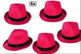 5x Festival stro hoedje pink - Hoofddeksel hoed festival thema feest feest party