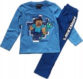Minecraft pyjama - blauw - Maat 128 cm / 8 jaar