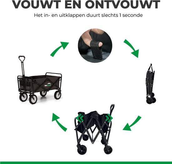 MaxxGarden Bolderkar - Bolderwagen opvouwbaar - Tuinkar - 98x53x64 cm - Massieve Banden - Zwart van Merkloos — afbeelding 2
