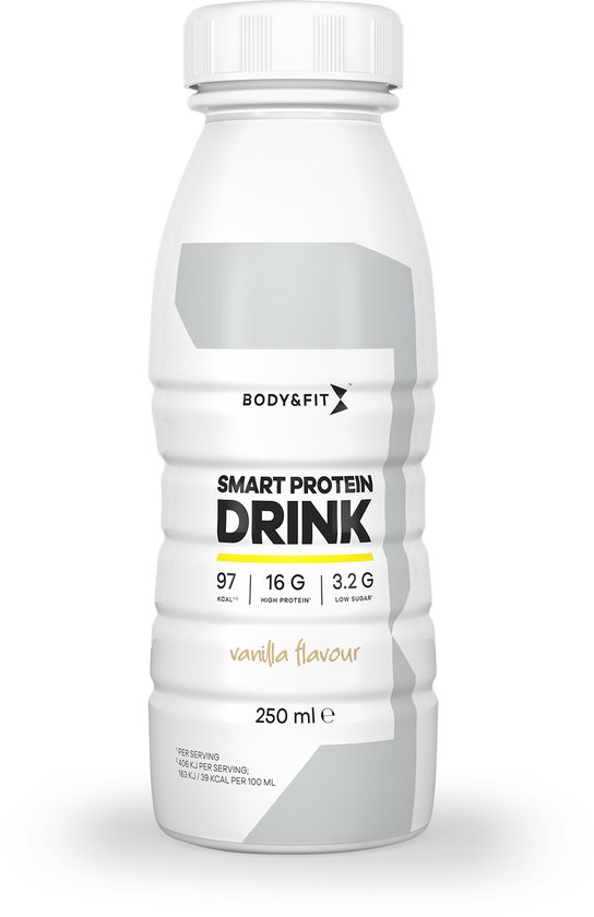Body & Fit Smart Protein Drinks - Sportdrank - Proteïneshake / Eiwitshakes - Vanille - 1 tray (12 stuks)