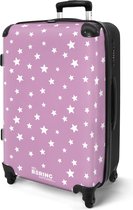 NoBoringSuitcases.com® - Grande valise Étoiles blanches sur fond violet - Bagage - Valise de voyage - Valise chariot - Valises 67cm