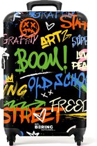 NoBoringSuitcases.com® - Koffer groot - Rolkoffer lichtgewicht - Abstract graffiti kunstwerk met tekst en spetters - Reiskoffer met 4 wielen - Grote trolley XL - 20 kg bagage