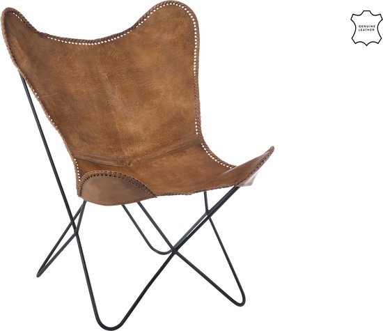 J-Line chaise lounge - métal et cuir - cognac